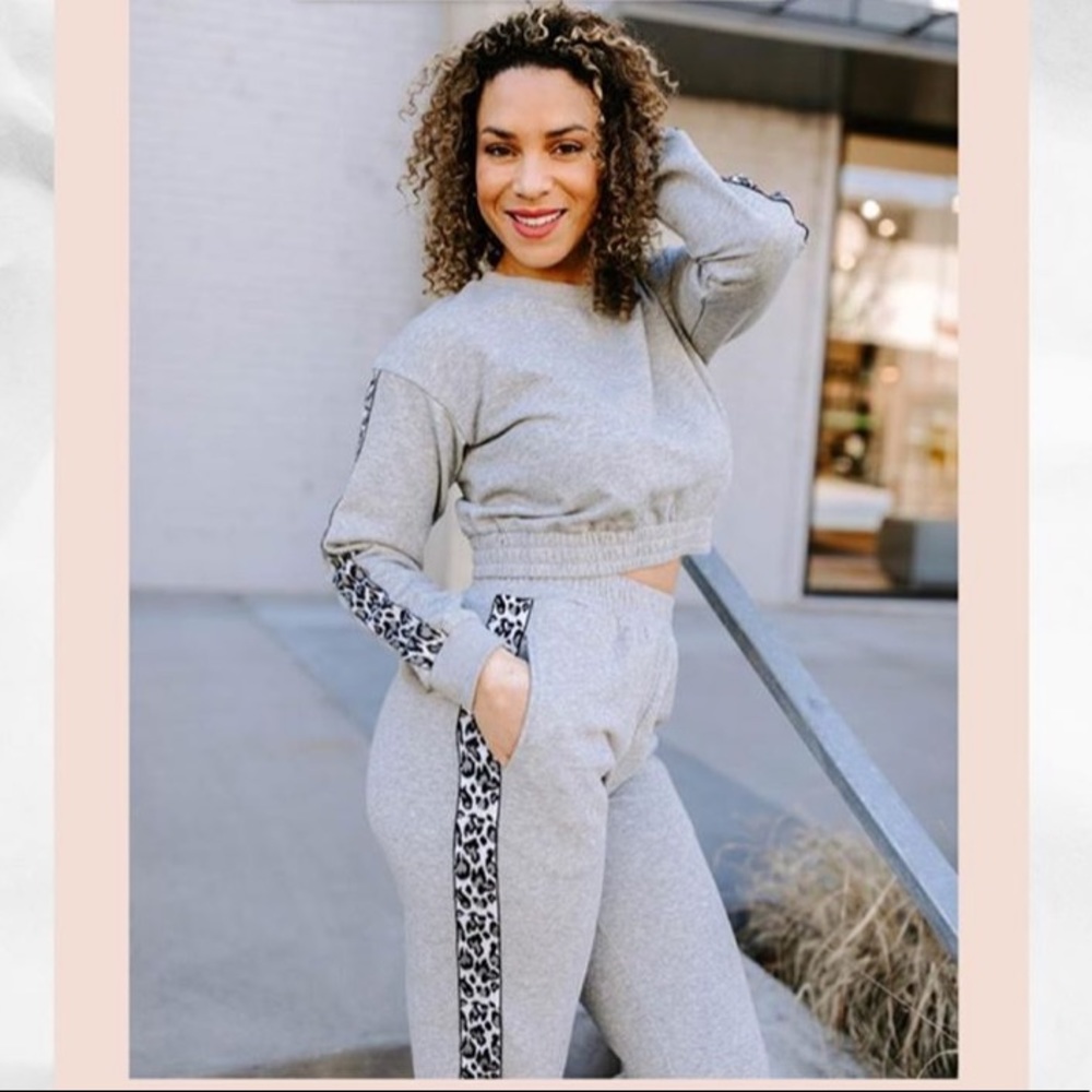 Kittenish Paige Gray Leopard Jogger Sweatpants